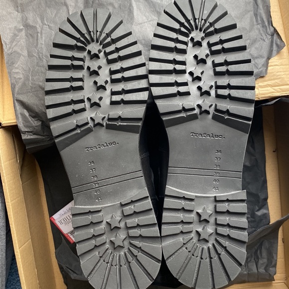 NWT Zara Trafaluc leather black moto quilted boot - Picture 8 of 10